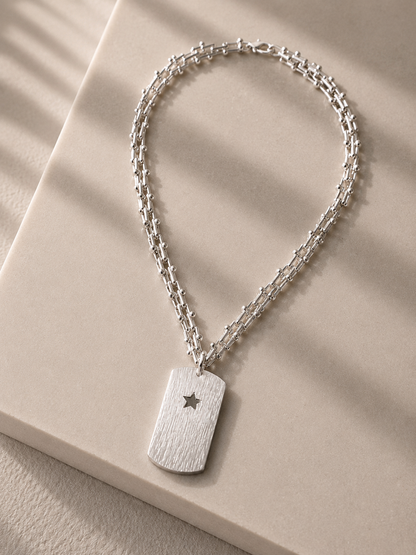 MAXI COLLAR| PLACA ESTRELLA SILVER